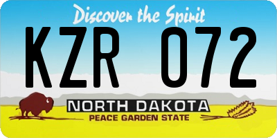 ND license plate KZR072