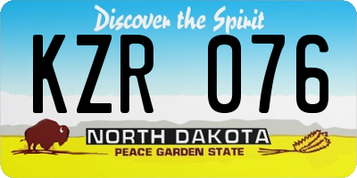 ND license plate KZR076