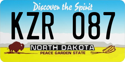 ND license plate KZR087
