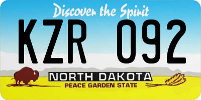 ND license plate KZR092