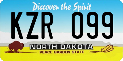 ND license plate KZR099