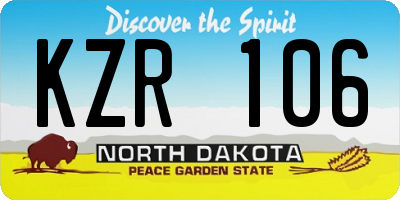 ND license plate KZR106