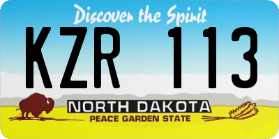 ND license plate KZR113