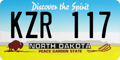 ND license plate KZR117