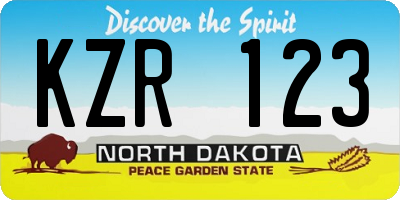 ND license plate KZR123