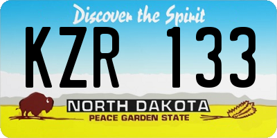 ND license plate KZR133