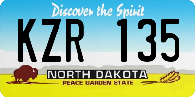 ND license plate KZR135