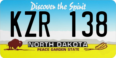 ND license plate KZR138