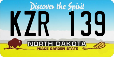 ND license plate KZR139