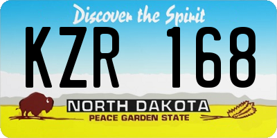 ND license plate KZR168