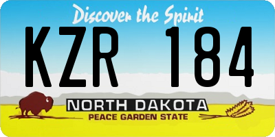 ND license plate KZR184