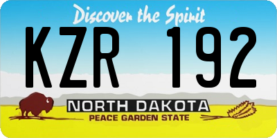 ND license plate KZR192