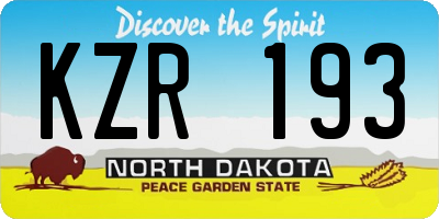 ND license plate KZR193