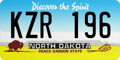 ND license plate KZR196