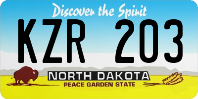 ND license plate KZR203