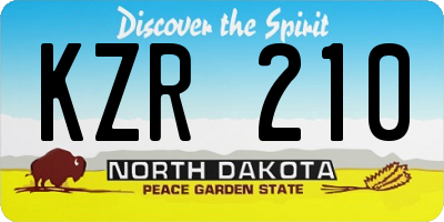 ND license plate KZR210