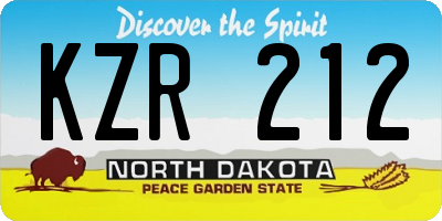 ND license plate KZR212