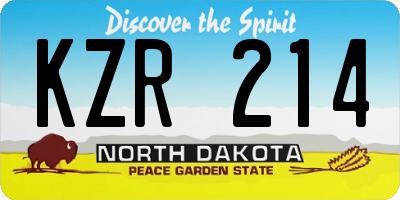 ND license plate KZR214