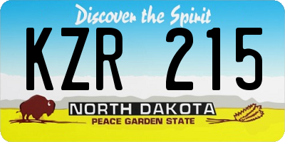 ND license plate KZR215