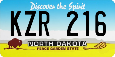 ND license plate KZR216