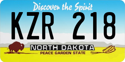ND license plate KZR218