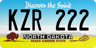 ND license plate KZR222