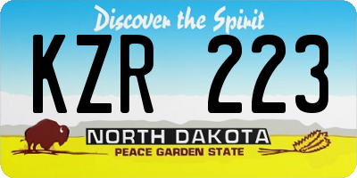 ND license plate KZR223