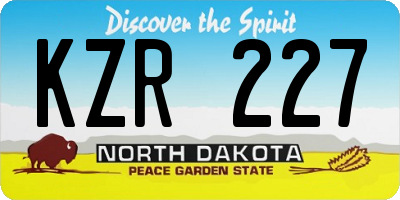 ND license plate KZR227