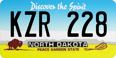 ND license plate KZR228