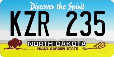 ND license plate KZR235