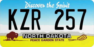 ND license plate KZR257