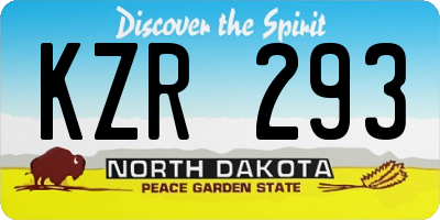 ND license plate KZR293