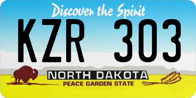 ND license plate KZR303