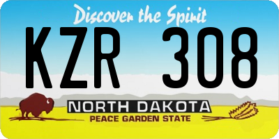 ND license plate KZR308