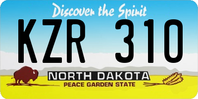 ND license plate KZR310