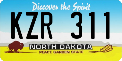 ND license plate KZR311