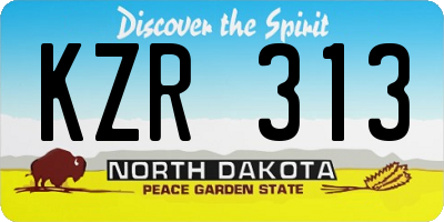 ND license plate KZR313