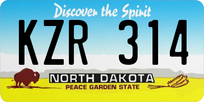 ND license plate KZR314