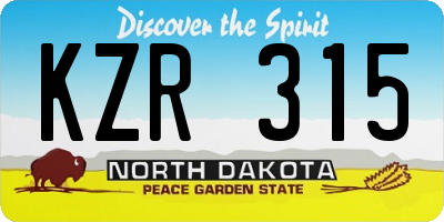 ND license plate KZR315