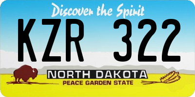 ND license plate KZR322