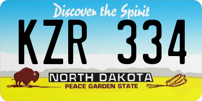 ND license plate KZR334