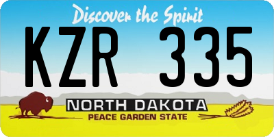 ND license plate KZR335