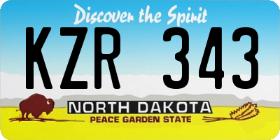 ND license plate KZR343