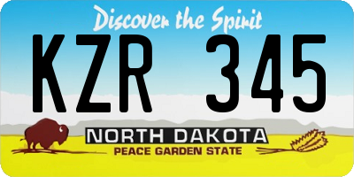 ND license plate KZR345