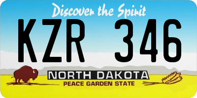 ND license plate KZR346