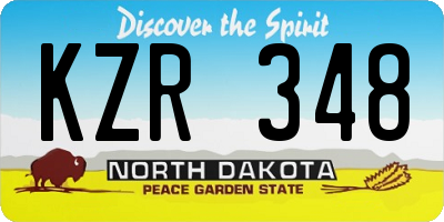 ND license plate KZR348