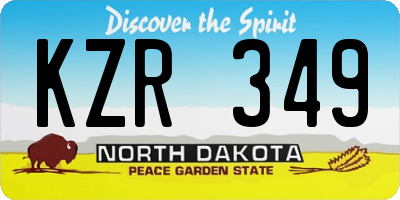 ND license plate KZR349