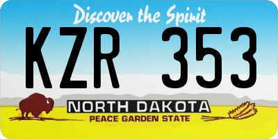 ND license plate KZR353