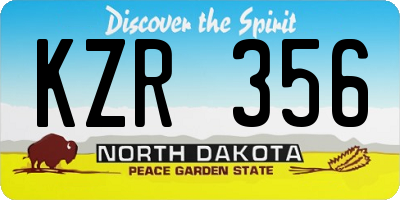 ND license plate KZR356