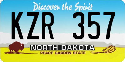 ND license plate KZR357